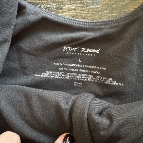 Betsey Johnson Women's Black Smocked Waist Extended Logo Sports Bra - Picture 4 of 4